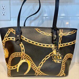 The Ralph Lauren Equestrian Black and Gold Tote Bag